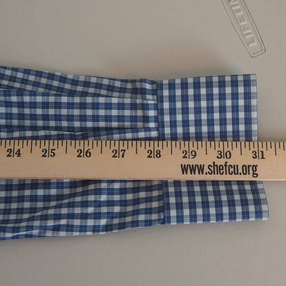 Peter Millar Crown Cotton Blue Plaid Long Sleeve Button Down Shirt Mens Medium - Picture 7 of 9